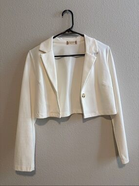 Altar'd State Cropped Off White Blazer Jacket